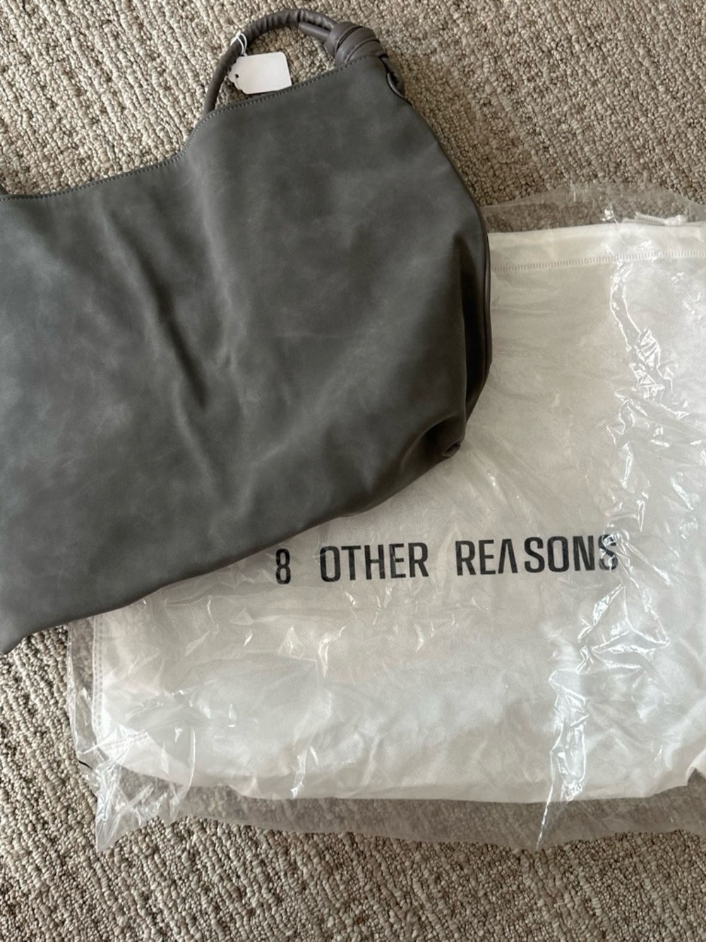 8 other reasons stone Betsy vegan leather hobo tote